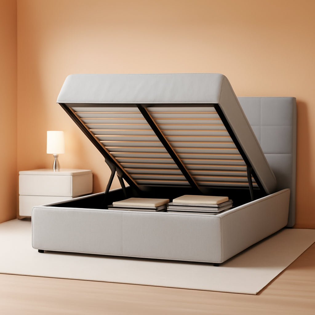 Full Size Hydraulic Lift Storage Wingback Platform Bed