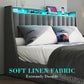 Queen Bed Frame With LED Lights And Storage Drawers