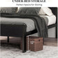 Queen Metal Platform Bed Frame With Storage Black Oak
