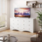 6 Drawer Dresser and TV Stand in White for 65 Inch TV