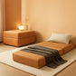 Modular Corduroy Fabric Ottoman Floor Sleeper Bed Orange