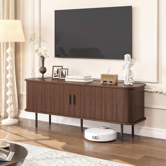 Walnut 55 Inch TV Stand Modern Console Entertainment-1