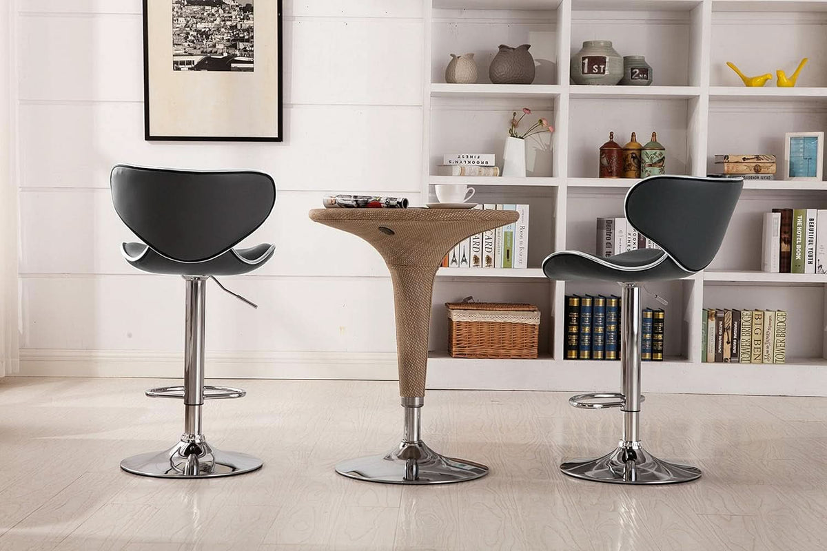 Masaccio Grey Leatherette Airlift Swivel Barstool Set of 2