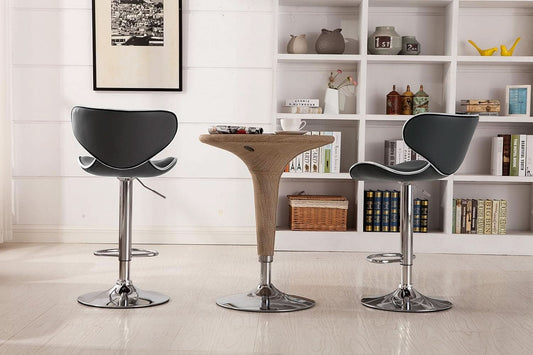 Masaccio Grey Leatherette Airlift Swivel Barstool Set of 2