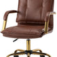 Faux Leather Home Office Desk Chair Adjustable Height Brown