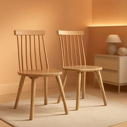 Wood Farmhouse Spindle Dining Chair Natural Finish Set Of 2