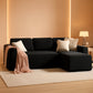 106Inch Black Convertible Corduroy Modular Sectional Sofa