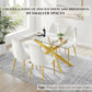 Rectangular Tempered Glass Dining Table Gold Finish