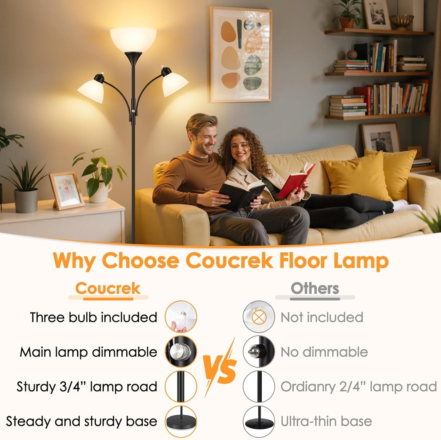72-Inch Dimmable Black Torchiere Floor Lamp for Living Room-3