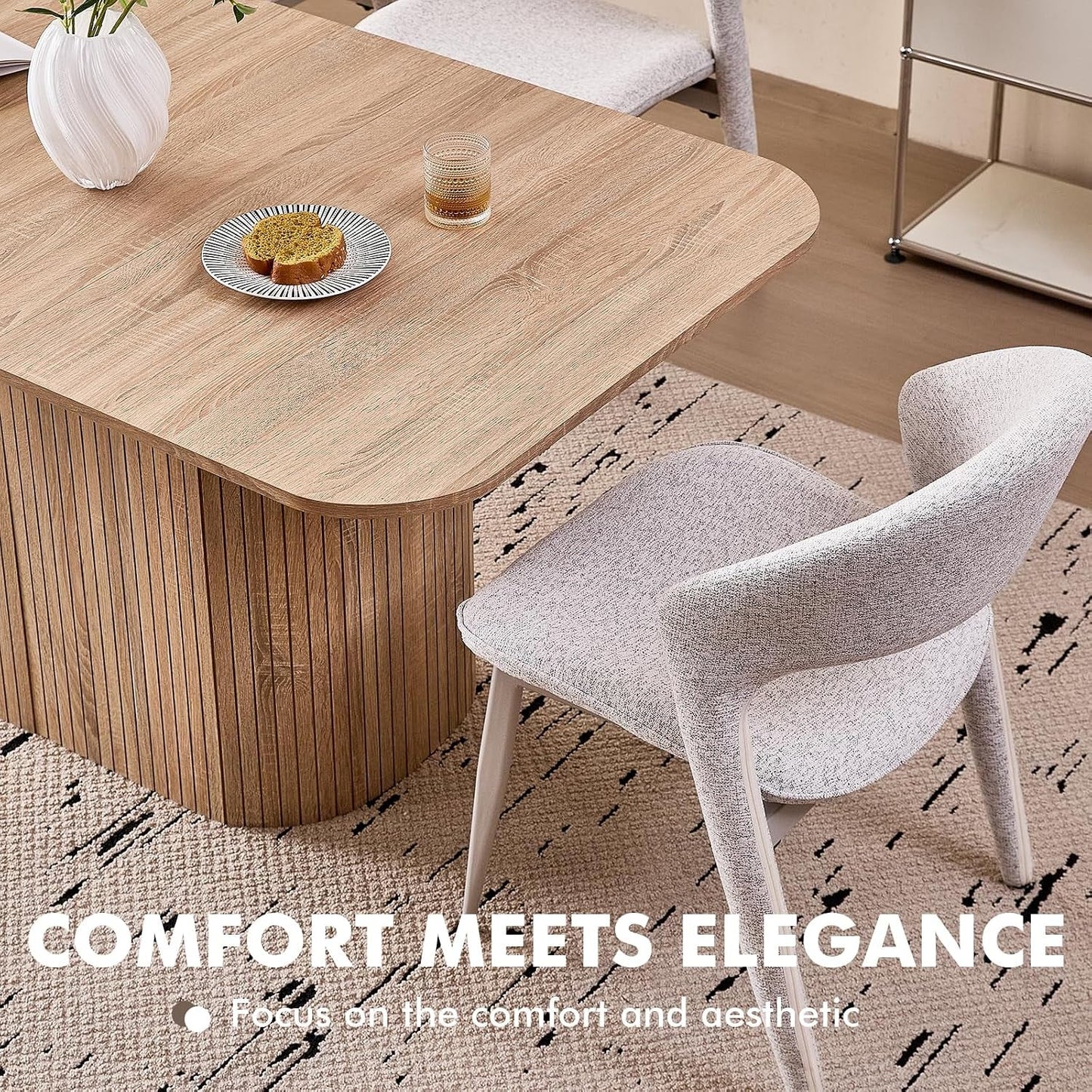 Contemporary 63 Inches Dining Table Rounded Corners