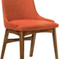 Orange Fabric and Walnut Wood Dining Side Chairs Set of 2