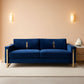 2 Piece Velvet Loveseat Sofa Set For Living Room 86 Inch Blue With Gold Metal Legs And 4 Pillows-0