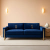 2 Piece Velvet Loveseat Sofa Set For Living Room 86 Inch Blue With Gold Metal Legs And 4 Pillows-0