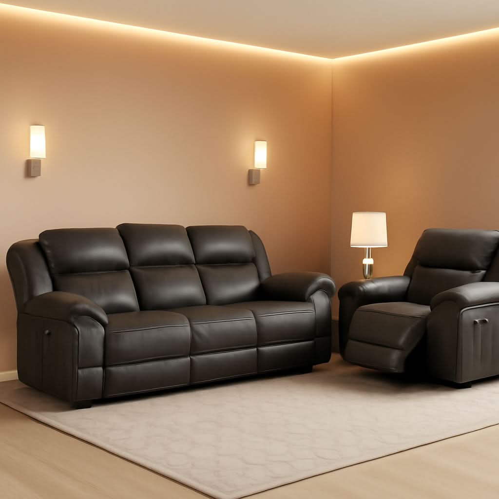 Recife 2-Piece Reclining Living Room Sofa Set Chocolate
