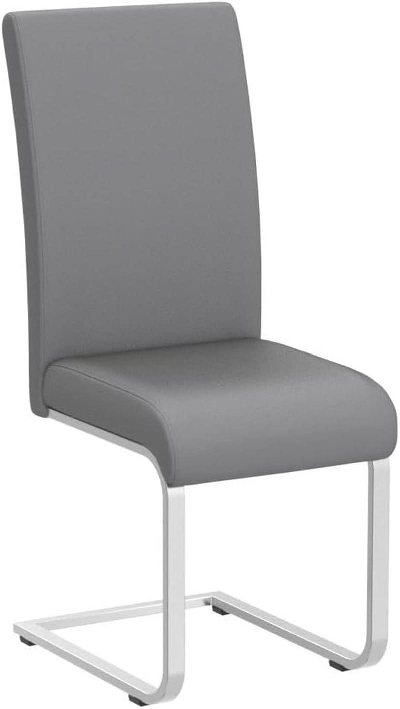 Gray PU Leather Dining Chairs For Kitchen Set Of 2