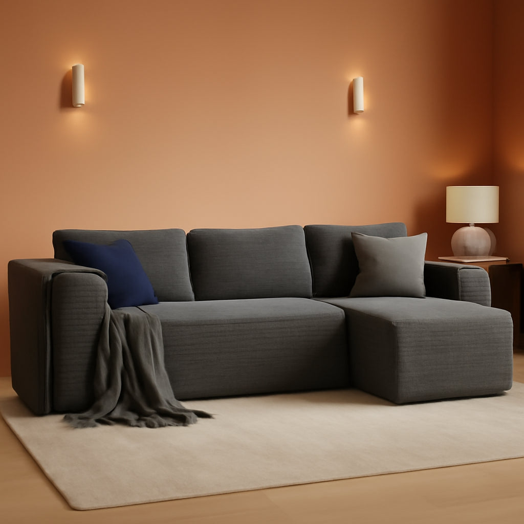 106 Inches Modular Sectional Sofa Right Facing Grey