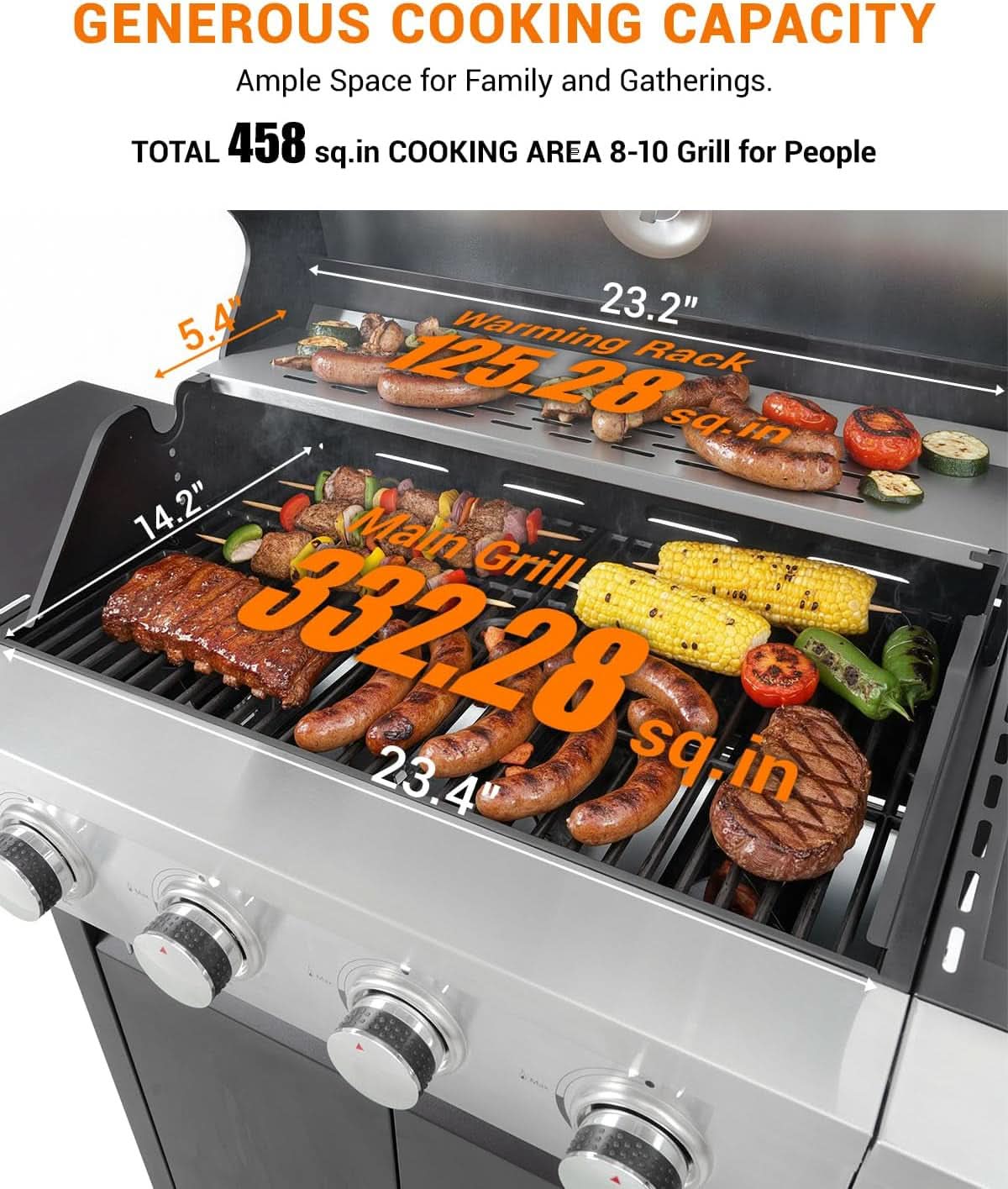 Four Burner Propane Grill Professional Stainless Steel