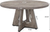 Round Dining Table 47 Inch Wood Farmhouse Grey Kitchen