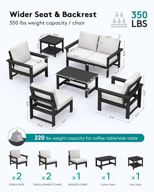 HDPE Outdoor Patio Furniture Set 7 Piece All Weather-1