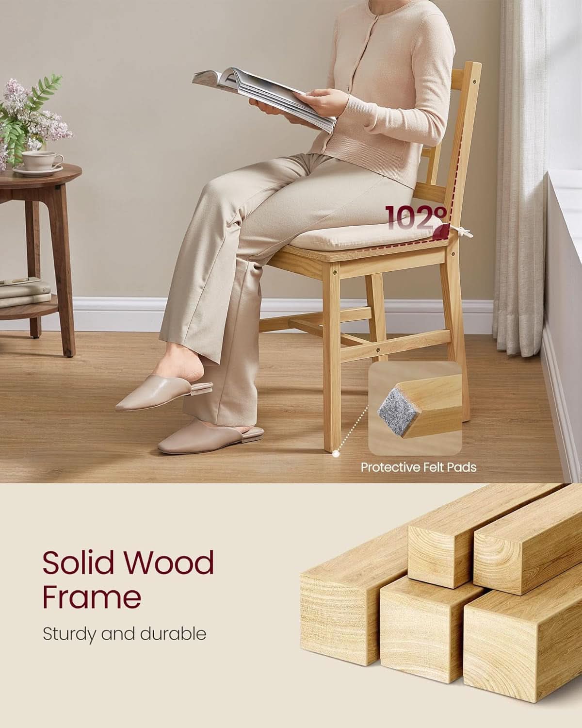 Luxurious Handcrafted Solid Wood Dining Chairs Set