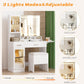 White Illuminated Makeup Vanity With Electrical Outlet