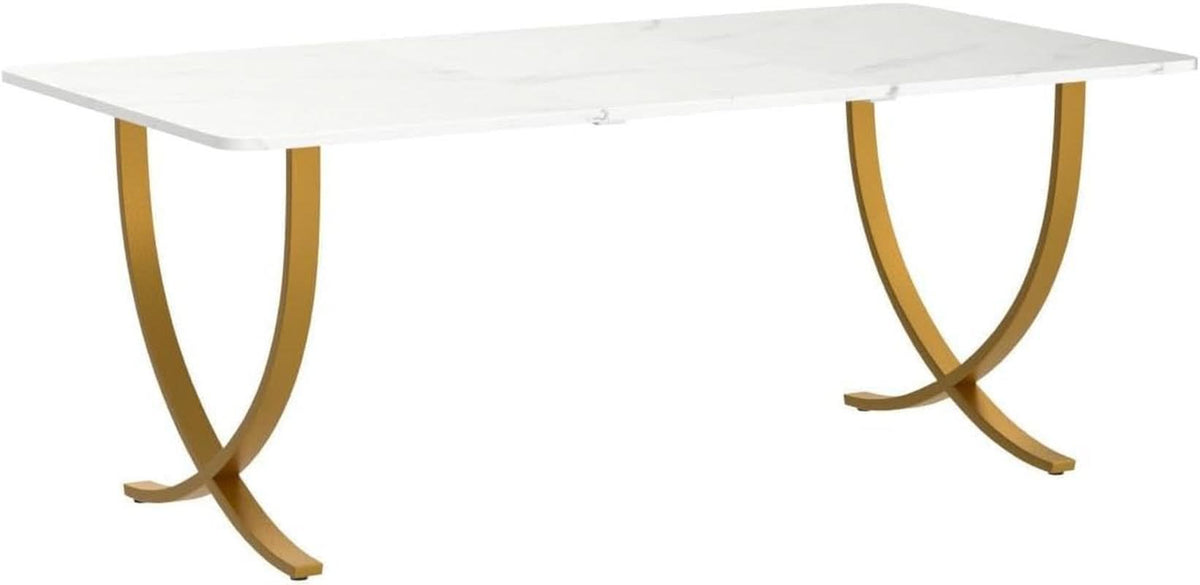 Executive Desk 63W X 31.5D White And Gold Computer Desk