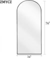 Oversize Black Arched Total Length Aluminum Mirror