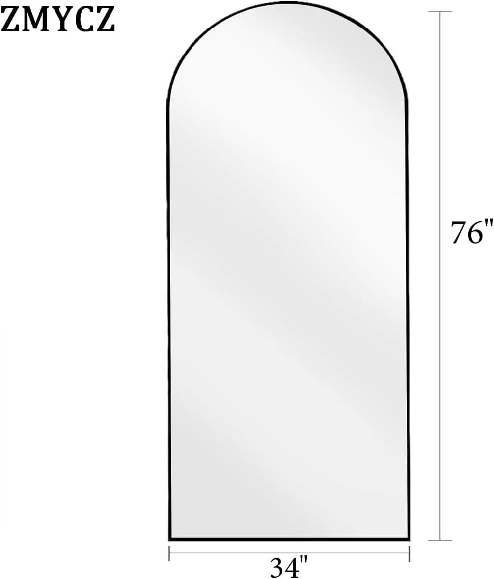 Oversize Black Arched Total Length Aluminum Mirror