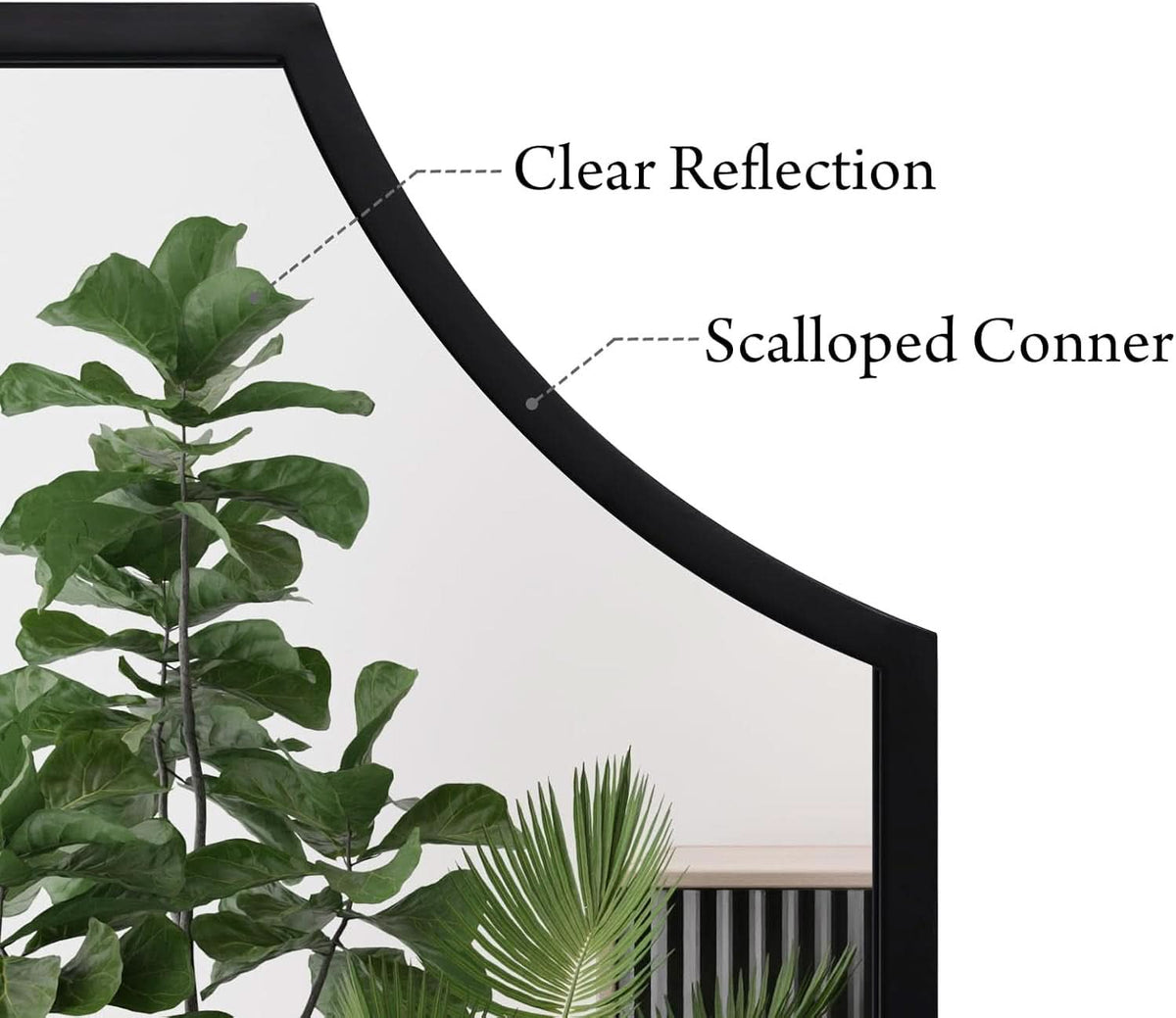Black Scalloped Wall Mirror 30x40Inch Aluminium Frame
