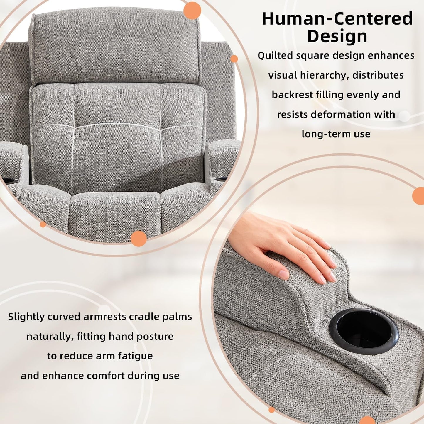 67 Inch Manual Loveseat Recliner Sofa With Cupholders