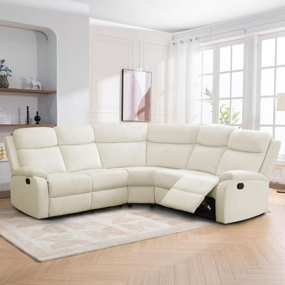 Off White Recliner Sectional Sofa Five Seats Living Room