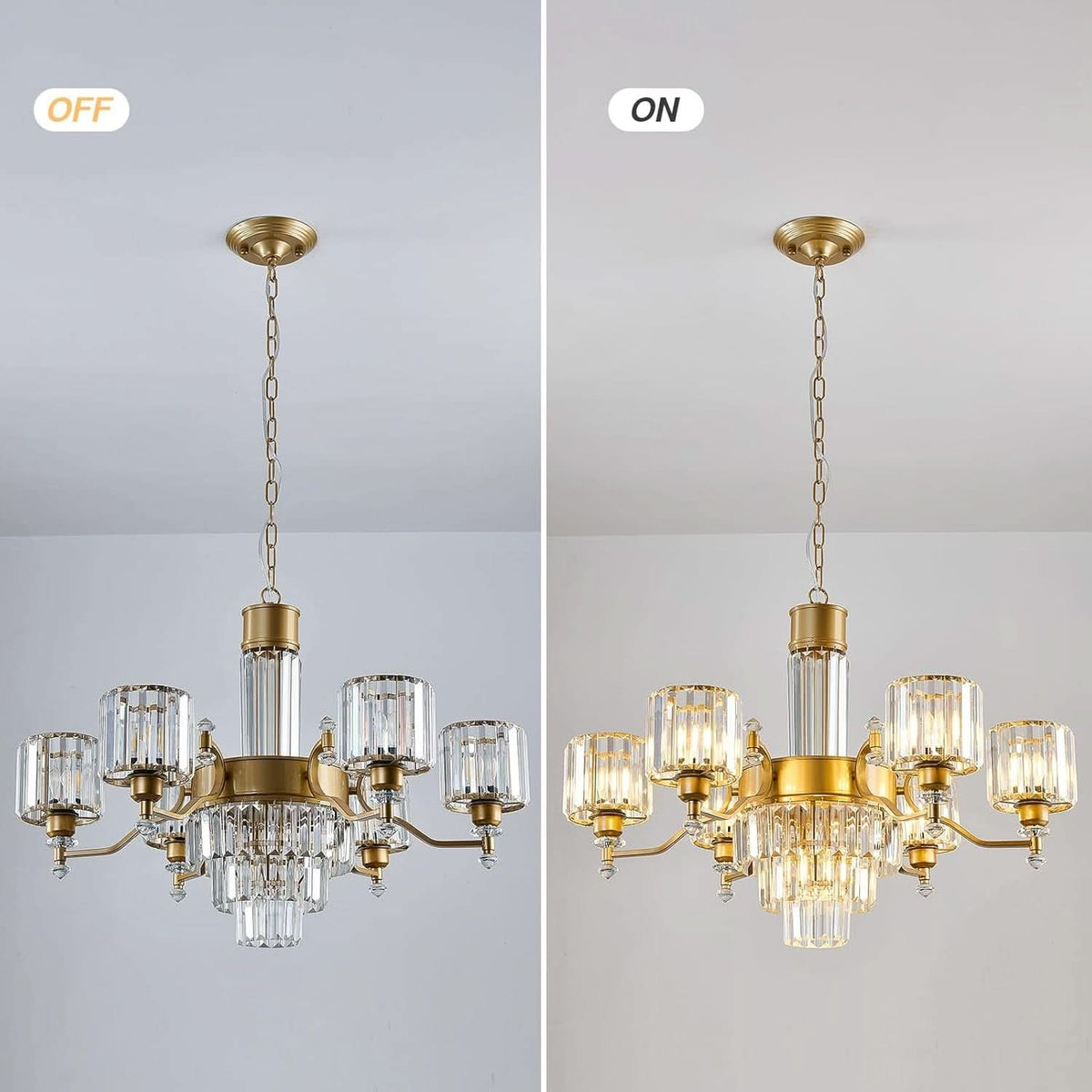 Seven Light Crystal Chandelier Gold Finish Ceiling Fixture