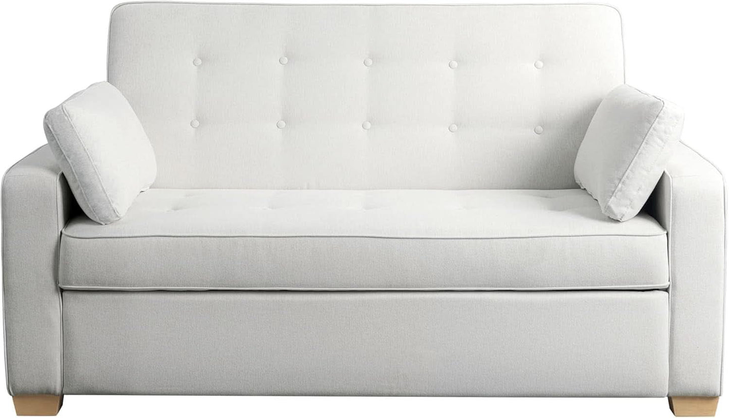 Queen Size Convertible Sleeper Sofa Oyster Upholstery-1