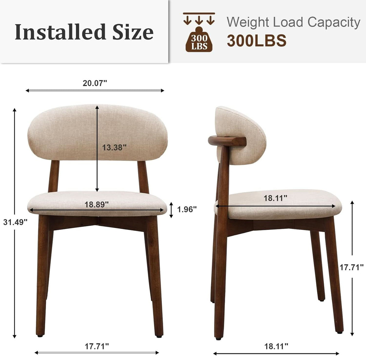 Light Camel Modern Midcentury Fabric Dining Chairs