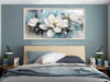 Framed Magnolia Wall Art 40x20 MoonstoneTeal Textured