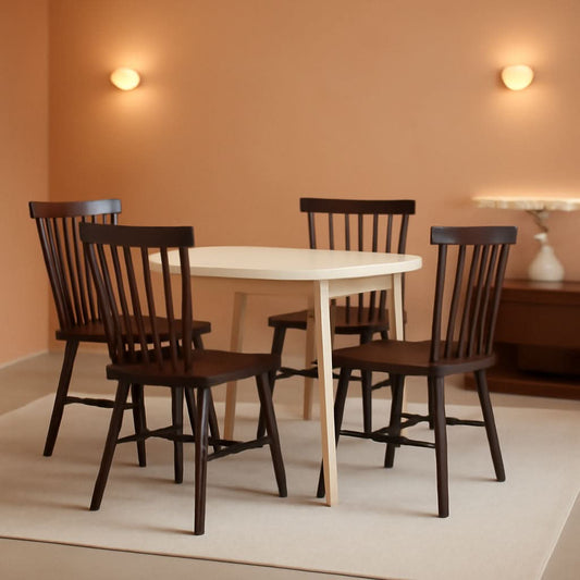 Brown Windsor Spindle Back SolidWood Dining Chairs