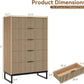 49.2 Inch Tall Five Drawer MatteNaturalFinish Dresser