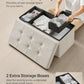 Cream White Foldable Storage Ottoman Bench 15x30x15