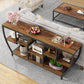 70.9 Inch Rustic Industrial Sofa Table Storage Shelves