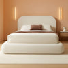 Luxurious King Velvet Upholstered Platform Bed Beige