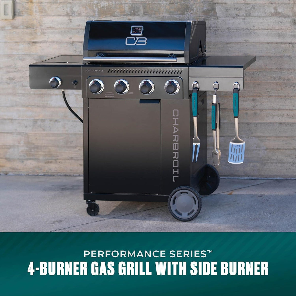 Black 4Burner Gas Grill Cabinet With Extra Storage Space-1