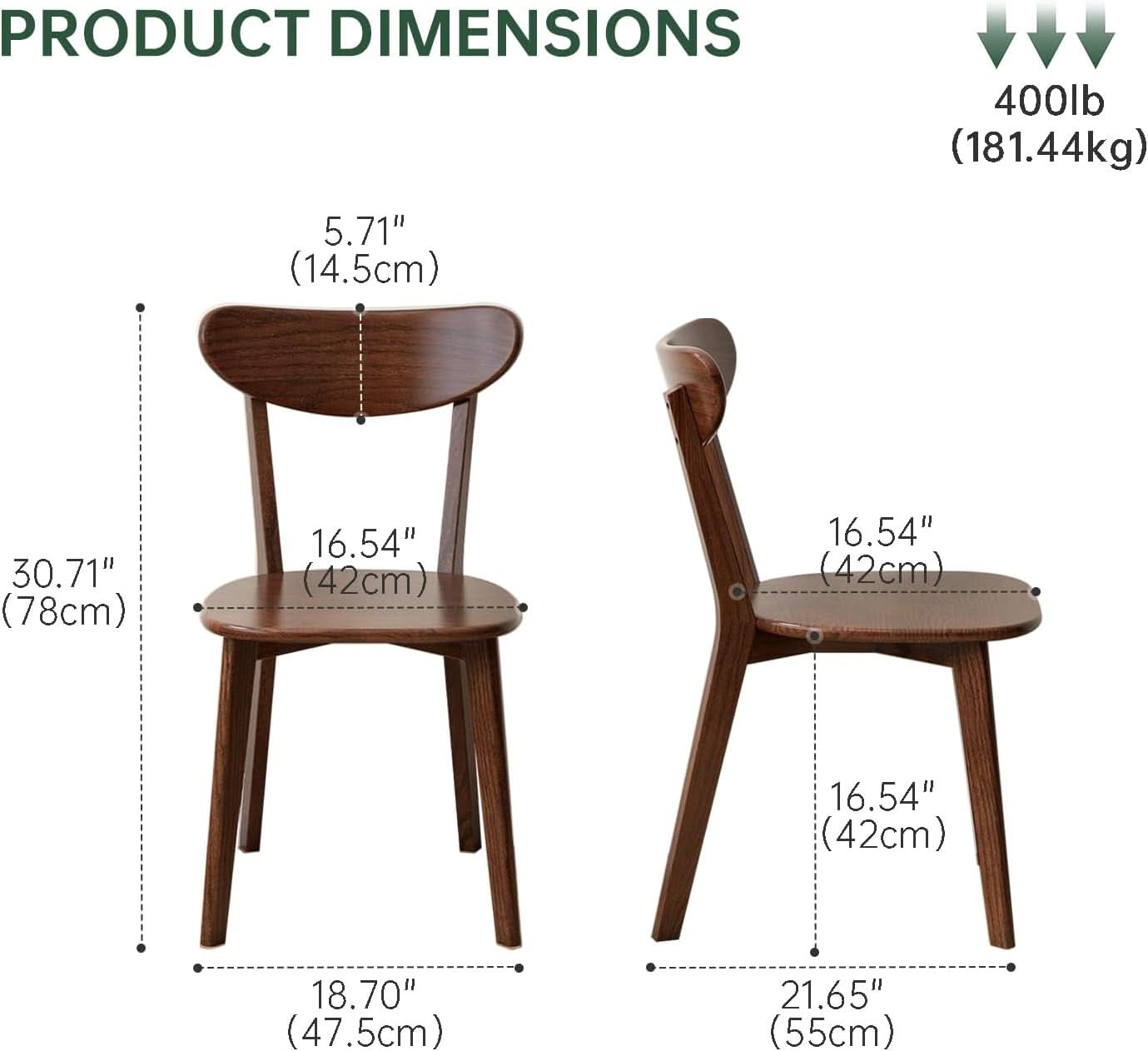 PremiumGrade Solid Oak Dining Chair Walnut Backrest