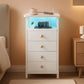 LED Narrow Nightstand With Wireless Charging White