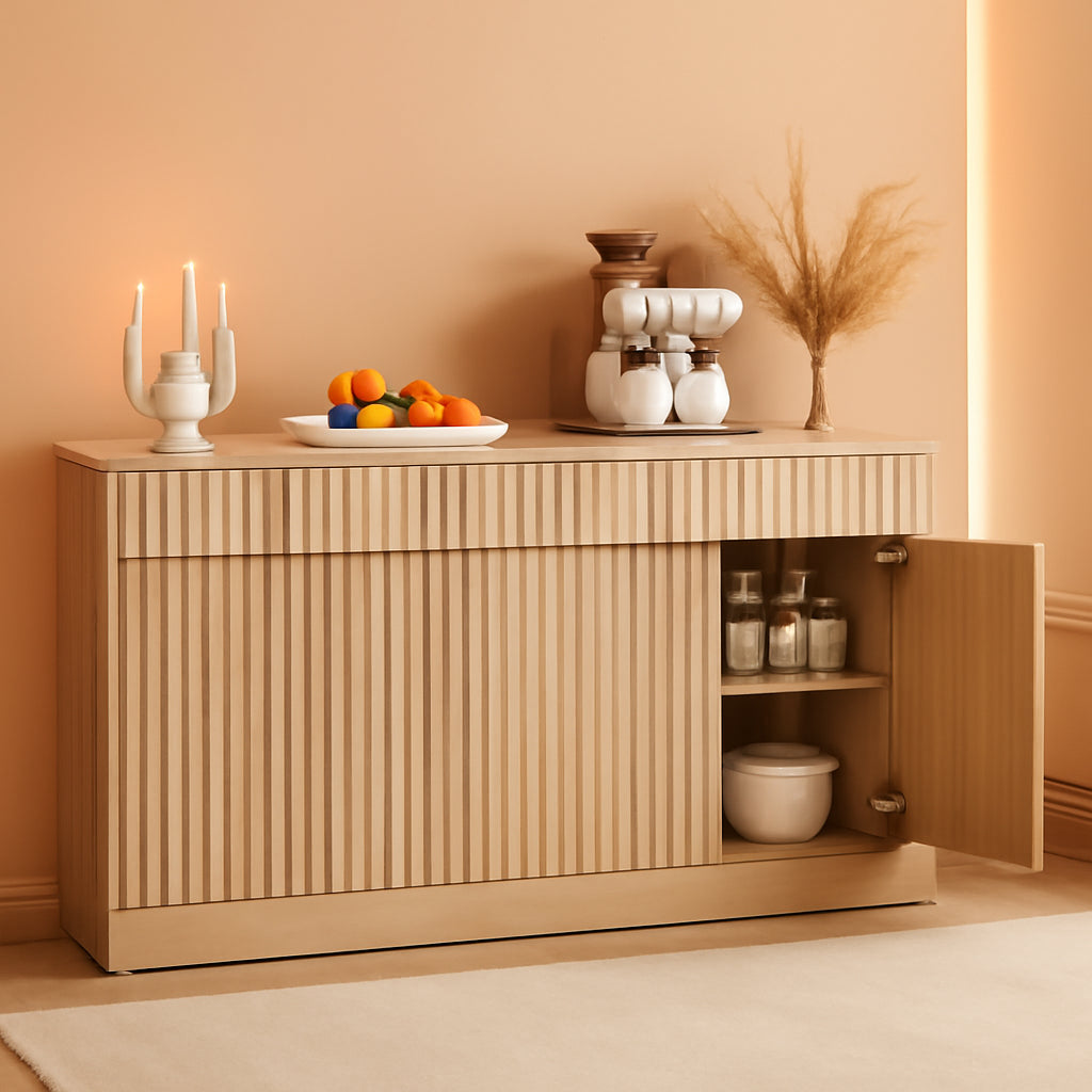 Oversized Buffet Cabinet With Walnut Finish Storage