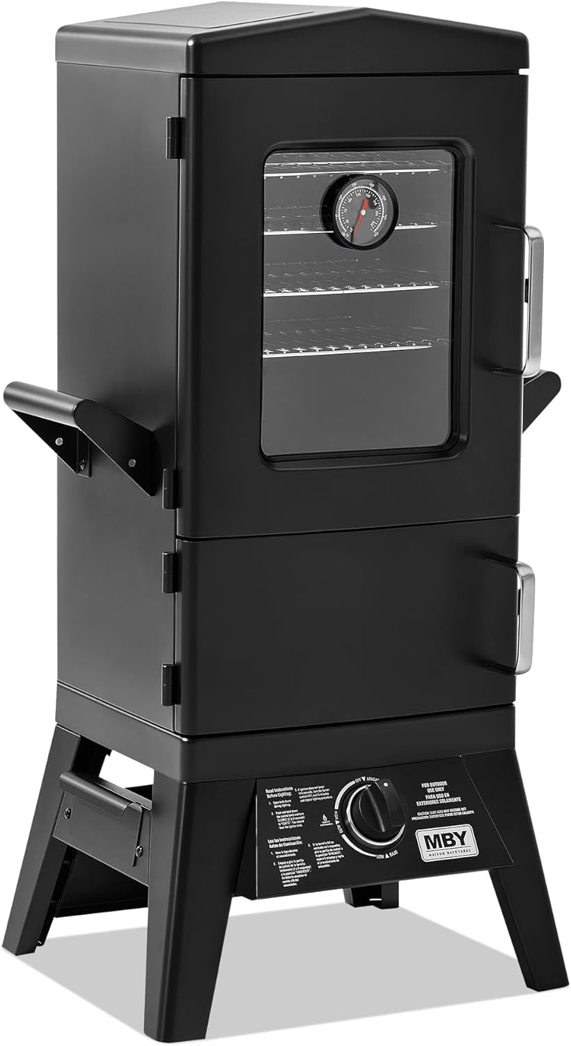 Large Propane Smoker Grill Four Rack WeatherResistant