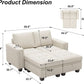 Beige Velvet Modular Sectional Sofa With Storage Sleeper