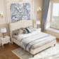 King Size Beige Upholstered Platform Bed Headboard
