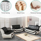 Vegan Leather Sofa Set 3 Piece Living Room Furniture White and Black-3