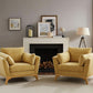 Large Yellow Linen Upholstered Accent Chair Cushions