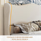 King Size Beige Upholstered Platform Bed Headboard